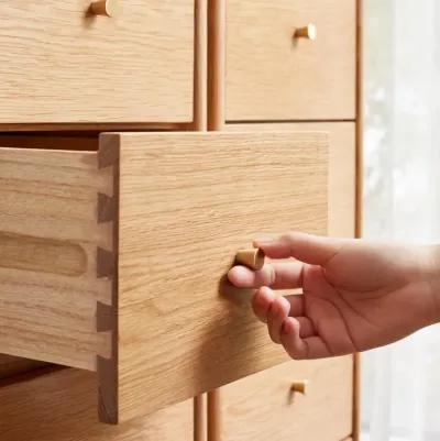 Oak Bedside Storage Cabinet - Free-Standing, Four Drawers