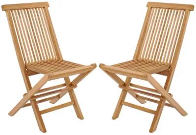 Hivvago Set of 2 Teak Patio Folding Chairs with High Back and Slatted Seat