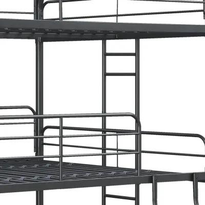 Furniture Triple Bunk Bed, Full/Full/Full, Black