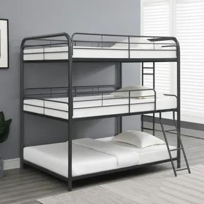 Furniture Triple Bunk Bed, Full/Full/Full, Black