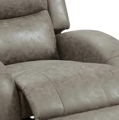 40 Inch Vegan Faux Leather Power Recliner with USB Port, Stone Gray - Benzara