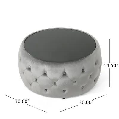 Merax Round Ottoman with Glass Top