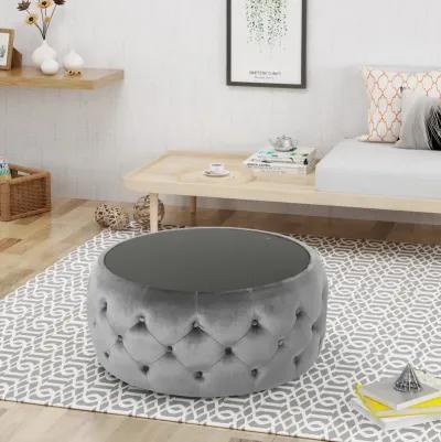 Merax Round Ottoman with Glass Top