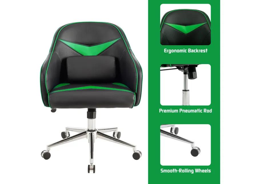 Costway Office Chair Task Desk Swivel Adjustable Height w/ Massage Lumbar Support Green