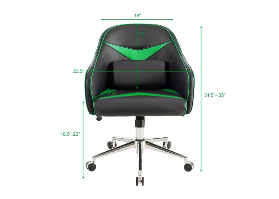 Costway Office Chair Task Desk Swivel Adjustable Height w/ Massage Lumbar Support Green