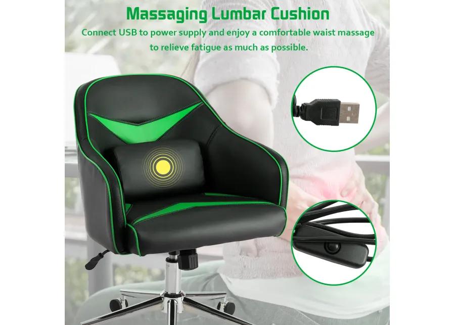 Costway Office Chair Task Desk Swivel Adjustable Height w/ Massage Lumbar Support Green