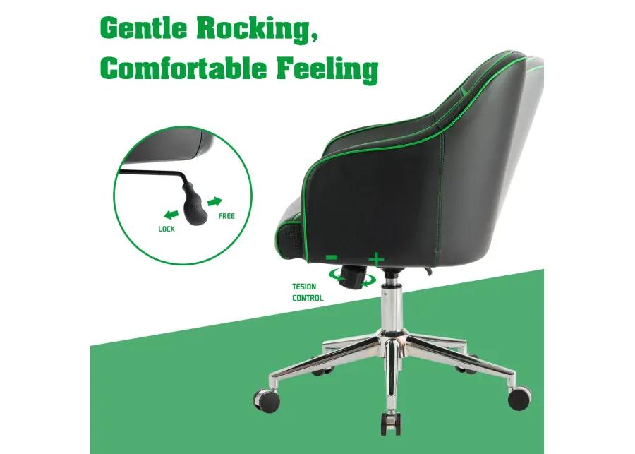 Costway Office Chair Task Desk Swivel Adjustable Height w/ Massage Lumbar Support Green