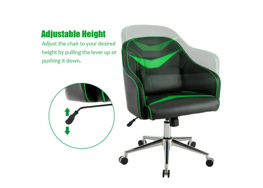 Costway Office Chair Task Desk Swivel Adjustable Height w/ Massage Lumbar Support Green