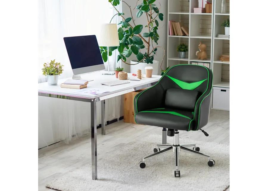 Costway Office Chair Task Desk Swivel Adjustable Height w/ Massage Lumbar Support Green