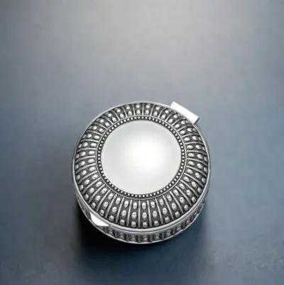 3" Silverplated Round Antique-Style Box with Beaded Detail