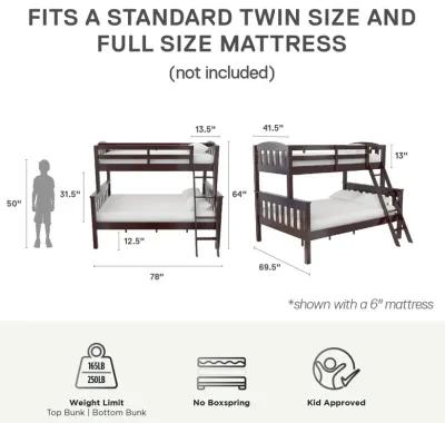 Atwater Living Alara Twin-Over-Full Convertible Bunk Bed with Ladder, Espresso