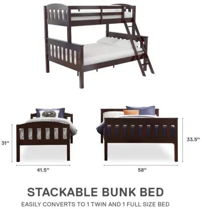 Atwater Living Alara Twin-Over-Full Convertible Bunk Bed with Ladder, Espresso