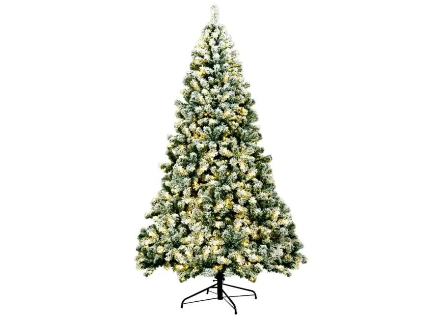 Pre-Lit Premium Snow Flocked Hinged Artificial Christmas Tree with 550 Lights