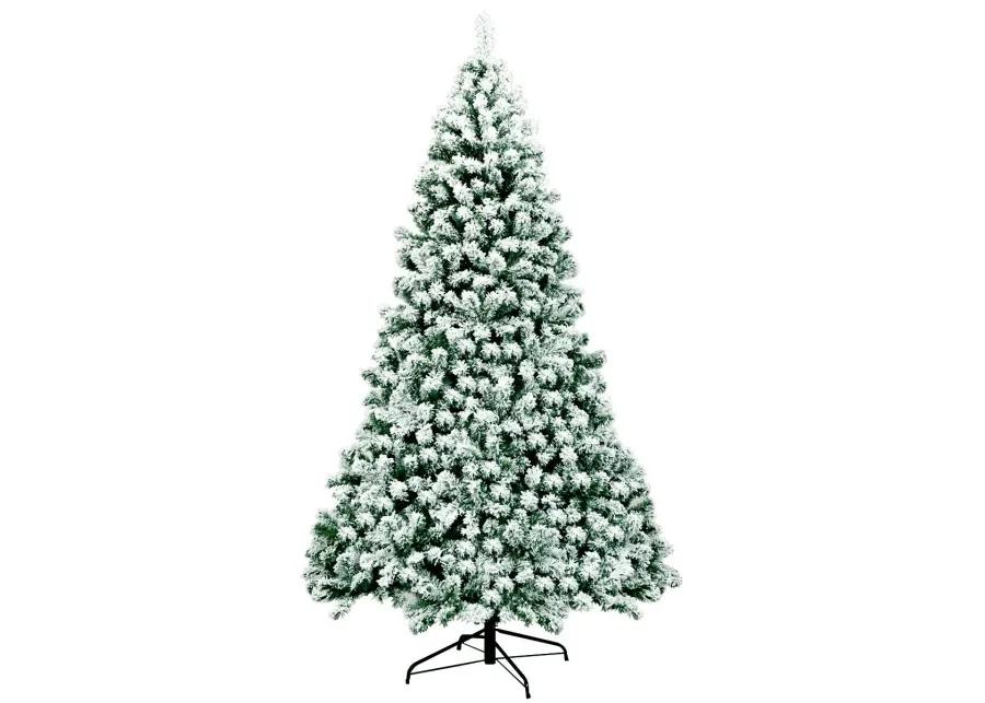 Pre-Lit Premium Snow Flocked Hinged Artificial Christmas Tree with 550 Lights