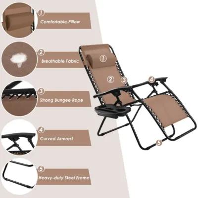 Hivvago Outdoor Folding Zero Gravity Reclining Lounge Chair