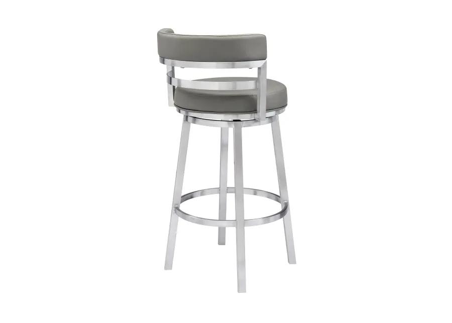 Madrid  Counter Height Swivel Black Faux Leather and Metal Bar Stool