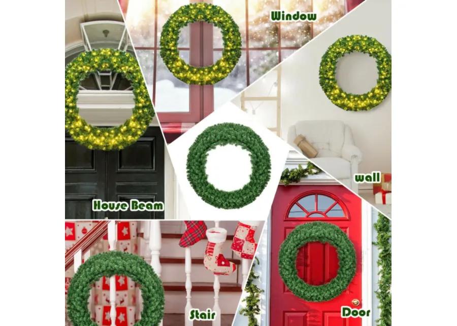 48 Inch Pre-lit Cordless Artificial Christmas Wreath