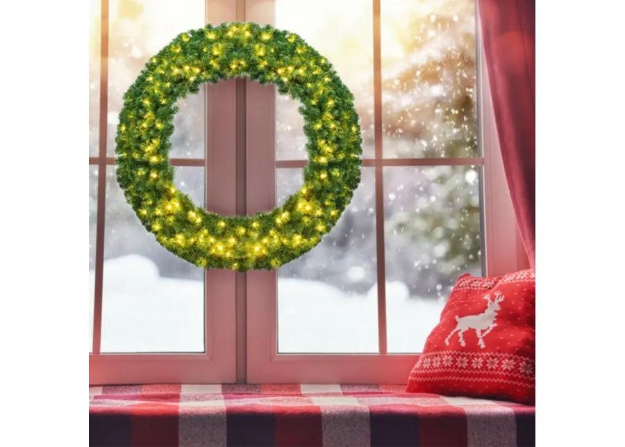 48 Inch Pre-lit Cordless Artificial Christmas Wreath