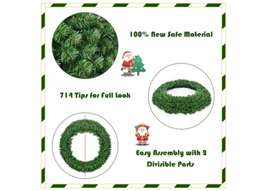 48 Inch Pre-lit Cordless Artificial Christmas Wreath