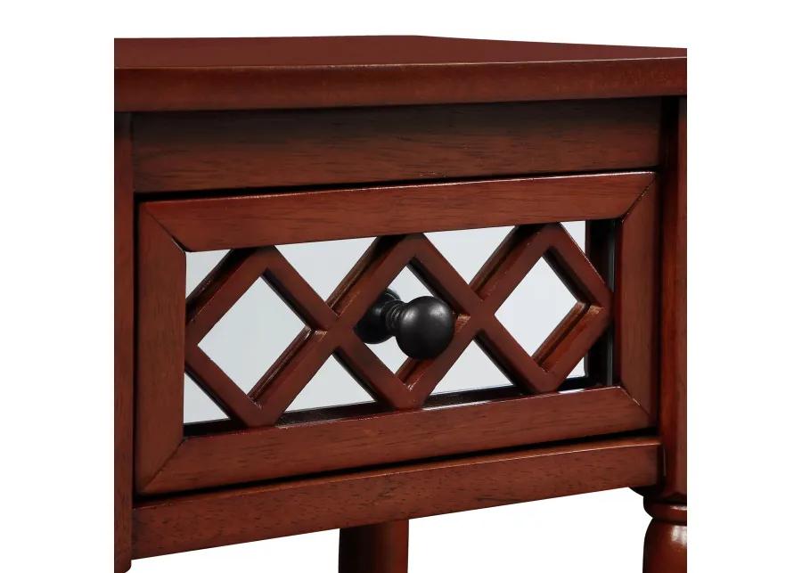 Convenience Concepts French Country Khloe Deluxe 1 Drawer Accent Table with Shelf, Mahogany