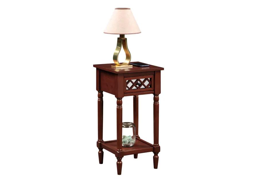 Convenience Concepts French Country Khloe Deluxe 1 Drawer Accent Table with Shelf, Mahogany