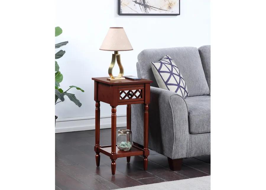 Convenience Concepts French Country Khloe Deluxe 1 Drawer Accent Table with Shelf, Mahogany