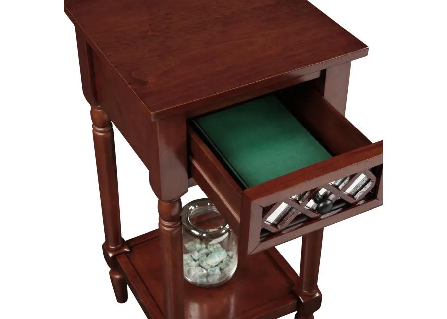 Convenience Concepts French Country Khloe Deluxe 1 Drawer Accent Table with Shelf, Mahogany