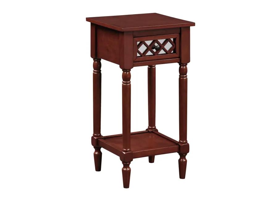 Convenience Concepts French Country Khloe Deluxe 1 Drawer Accent Table with Shelf, Mahogany