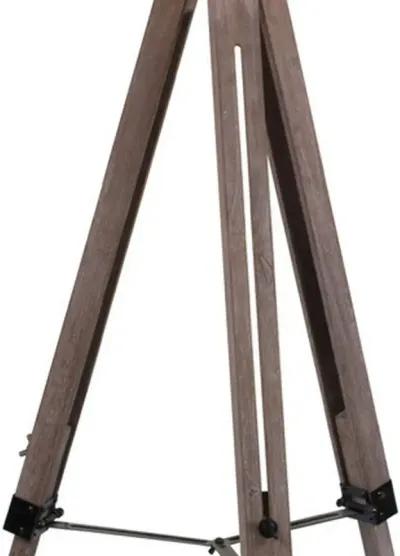 55 Inch Floor Lamp with Tripod Style Wood Frame, Spotlight, Brown and Black - Benzara