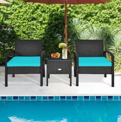 Hivvago 3 Pieces PE Rattan Wicker Sofa Set with Washable and Removable Cushion for Patio