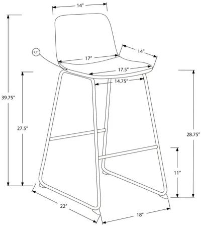 Monarch Specialties Office Chair, Bar Height, Standing, Computer Desk, Work, Pu Leather Look, Metal, Contemporary, Modern