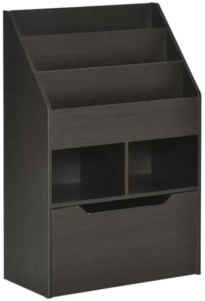 Brown Children's Storage: Multi-Shelf Bookcase with Mobile Drawer