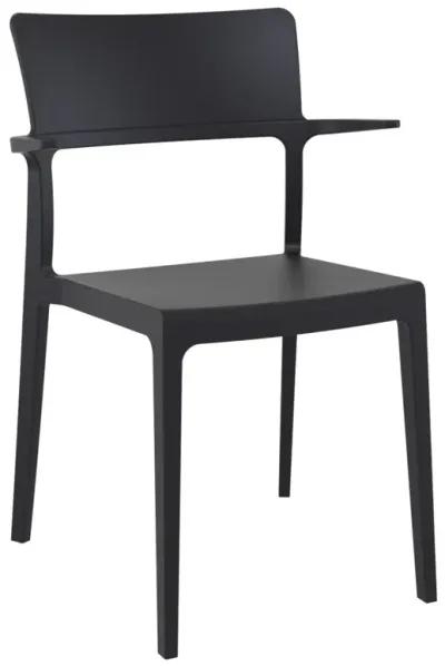 33.5" Black Solid Patio Arm Chair