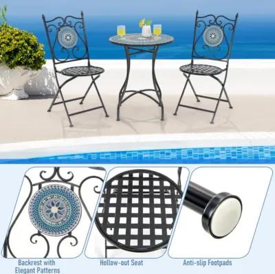 Hivvago Set of 2 Patio Mosaic Chairs Metal Folding Chairs