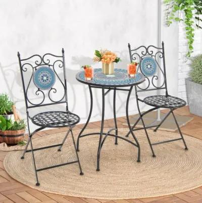 Hivvago Set of 2 Patio Mosaic Chairs Metal Folding Chairs