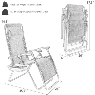 Hivvago 2 Pieces Folding Lounge Chair with Zero Gravity