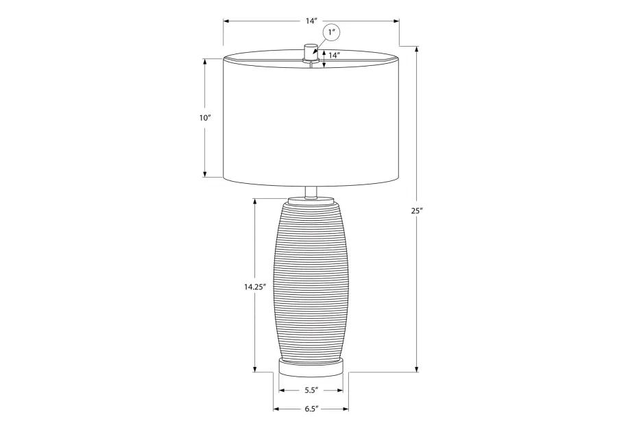 Monarch Specialties I 9711 - Lighting, 25"H, Table Lamp, Grey Ceramic, Grey Shade, Modern