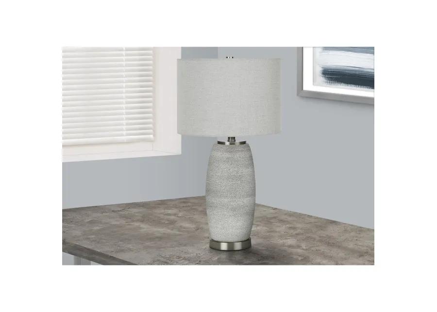 Monarch Specialties I 9711 - Lighting, 25"H, Table Lamp, Grey Ceramic, Grey Shade, Modern