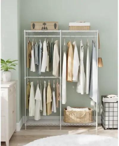 Clothing Rack with Adjustable Shelves and Hanging Rails