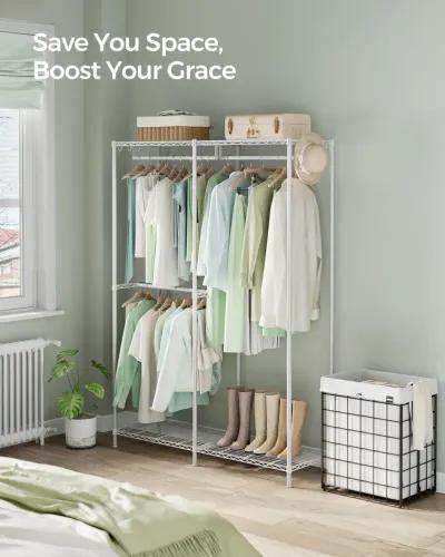 Clothing Rack with Adjustable Shelves and Hanging Rails