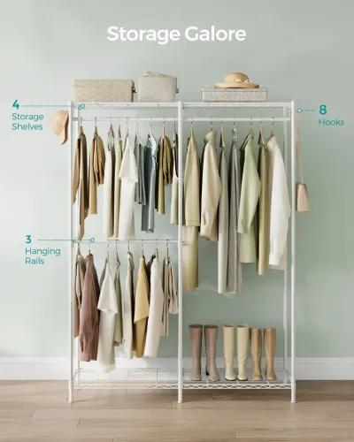 Clothing Rack with Adjustable Shelves and Hanging Rails