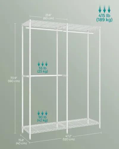 Clothing Rack with Adjustable Shelves and Hanging Rails