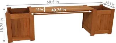 Sunnydaze Meranti Wood Outdoor Bench with Planter Boxes