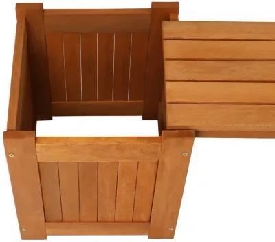 Sunnydaze Meranti Wood Outdoor Bench with Planter Boxes