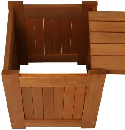 Sunnydaze Meranti Wood Outdoor Bench with Planter Boxes