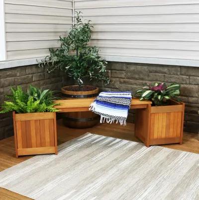 Sunnydaze Meranti Wood Outdoor Bench with Planter Boxes