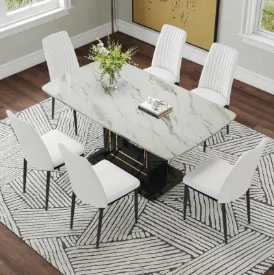 Merax Modern Dining Table with 6 Chairs Set