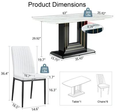 Merax Modern Dining Table with 6 Chairs Set