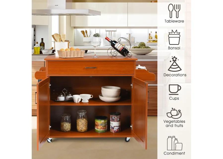 Rolling Kitchen Island Cart with Towel and Spice Rack