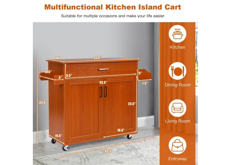 Rolling Kitchen Island Cart with Towel and Spice Rack